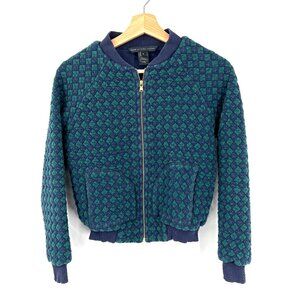 Marc by Marc Jacobs quilted argyle bomber jacket blue green puffy cropped S READ